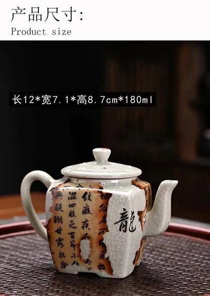 Vintage Teapot Ceramic Dragon Tea Kettles Home Office Kungfu Teaware Cups Set Chinese Tea Infuser Handmade Teacups