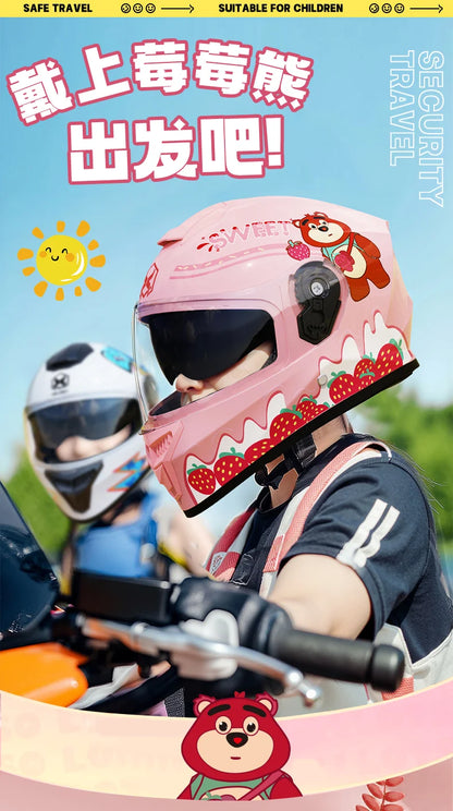 Children's Helmet Electric Car Cute Cartoon Four Seasons Universal Motorcycle Boys and Girls Safety Helmet 601