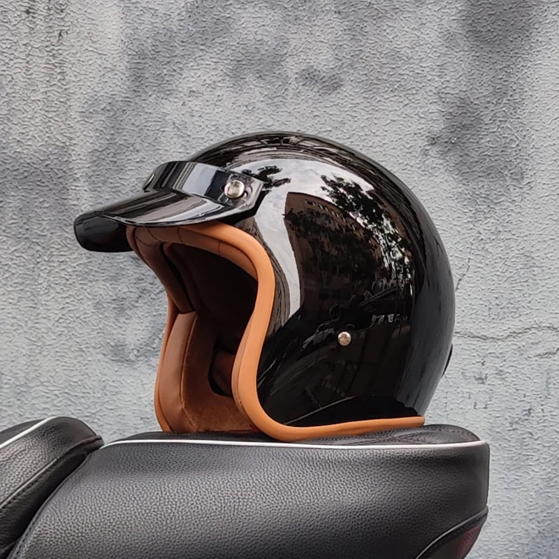 Retro semi-open motorcycle helmet cross-country motorcycle accessories motorcycle helmet 3/4 retro helmet in winter