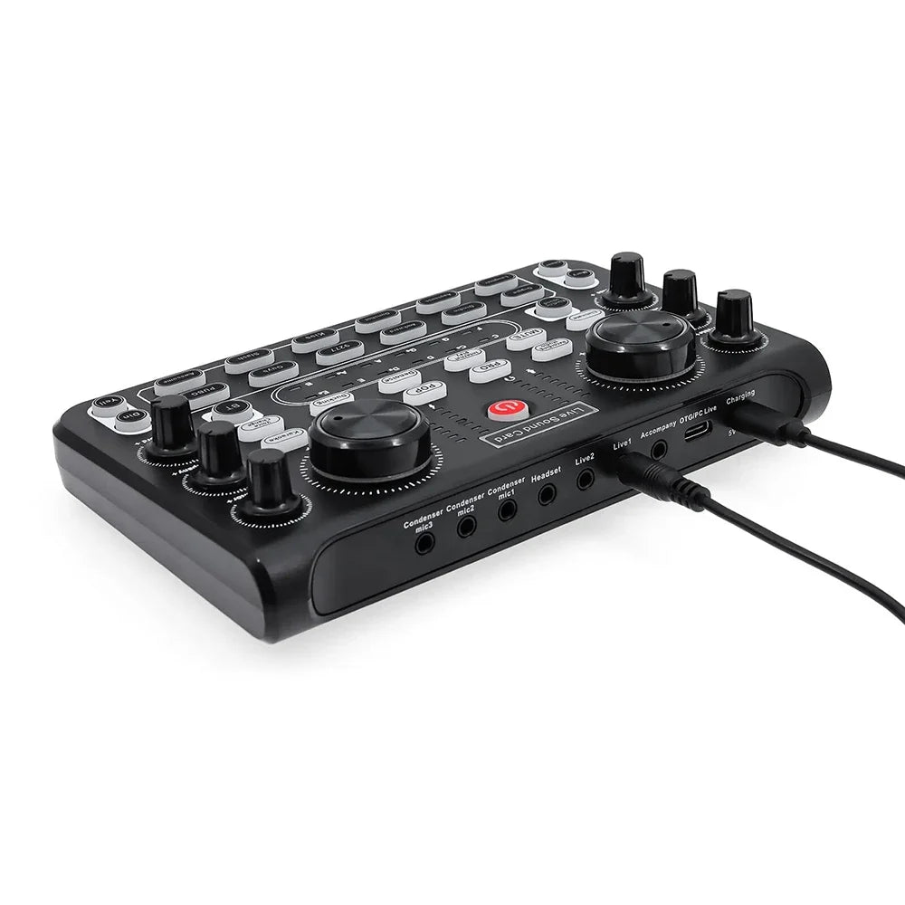X60 Sound Mixer Board Live Sound Card for Live Streaming Voice Changer Sound Card with Effects Audio Mixer