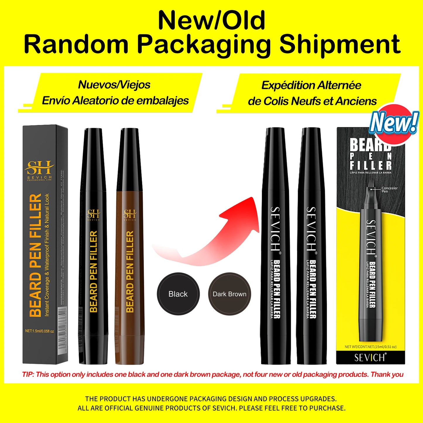 SEVICH Beard Filler Pen Waterproof Beard Coloring Pen Beard Coloring Filling Enhancer Black Fiber Hair Beard Stuffing Pen Tool