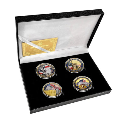 4pcs US 250th Anniversary Commemorative Coins Set in Box American Eagle Military Challenge Coin Collectible Gifts for Holidays