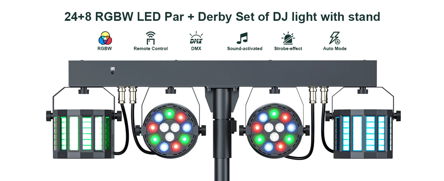 Yiflamefly 60W RGBW LED Par Lights With Bag&Bracket Combination Bracket Lights DMX Stage Light For Church Wedding Birthday Party