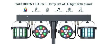 Yiflamefly 60W RGBW LED Par Lights With Bag&Bracket Combination Bracket Lights DMX Stage Light For Church Wedding Birthday Party