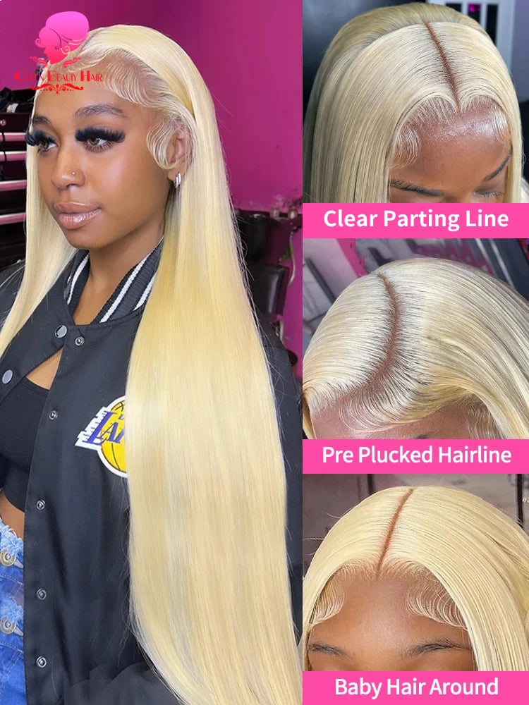 38 Inches 220 Density 360 Lace Frontal Wigs Straight Lace Frontal Wig 13x4 13x6 Blonde 613 Lace Front Human Hair Wigs For Women