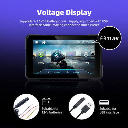 EKIY 5.0 inch Wireless CarPlay Moto Android Auto Portable Digital Motorcycle Dashboard GPS Navigation Removable Display Screen