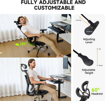 Office Ergonomic Chair for Big and 6'5" Tall Max,400Lbs Computer Desk Heavy-Duty Office Gaming Chair with High-Back Design EC20