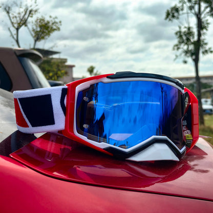 New Motorcycle Goggles Anti-Fog HD Lens, Motocross Glasses Windproof Protective Eyewear for MX MTB Cycling Riding Men & Women