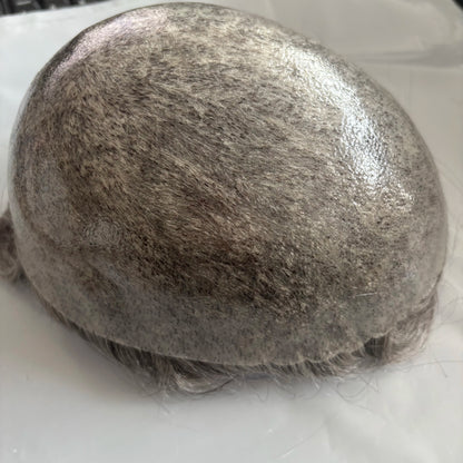 Grey Man Human Hair Wigs Replacement Natural Hairline Full Injection PU Base Prosthesis Capillary 1B40 1B80 Old Man Hairpieces
