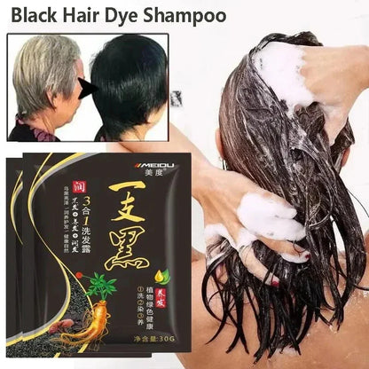 Natural Herbal Hair Dye Shampoo 3 in 1 Hair Color Shampoo Non-irritating Lasting Repair Nourish Gray White Hair Care Women Men