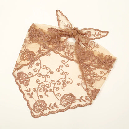 Wholesale French Lace Triangle Scarf Embroidered Flower Lace Scarf Small Shawl Crochet Head Scarf Headwraps Bandana For Women