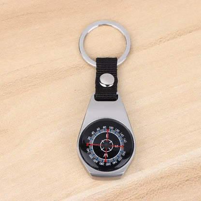 Outdoor Camping and Hiking Accessory: Durable Metal Compass Keychain Carabiner.