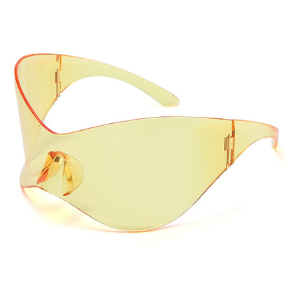 Protective Glasses New Oversized Y2K Punk Rimless Sunglasses Women Men Brand Designer Hip Hop Sport One Piece Sun Glasses Shades