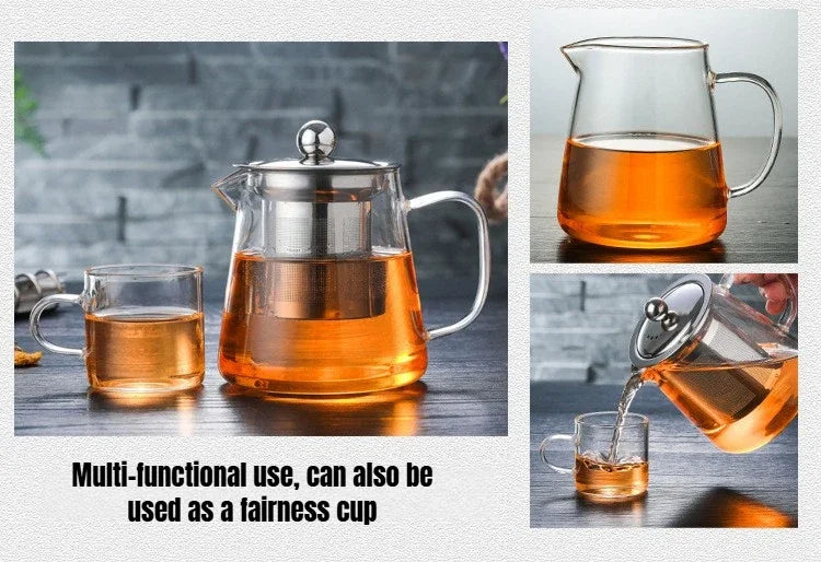 450/1300ML Arshen Filterable Heat-resistant Glass Teapot With 304 Stainless Steel filter Can Heated on Fire Clear Glass Teapot