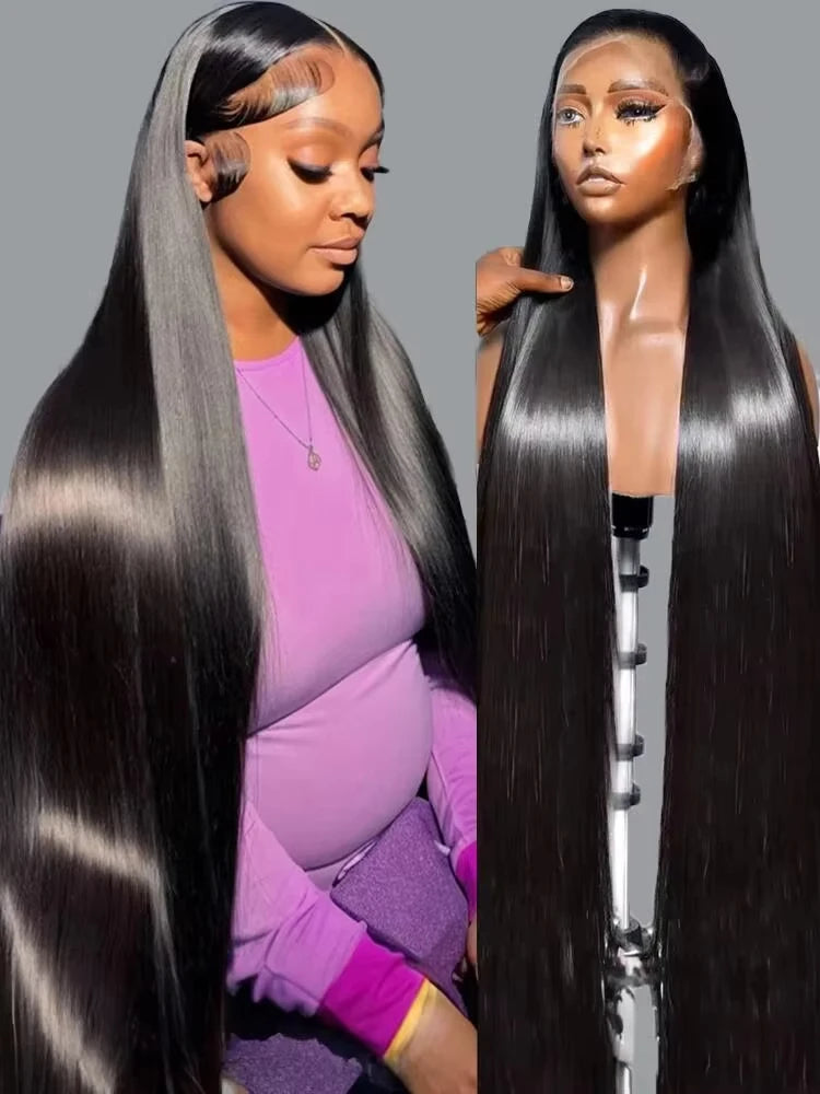 40 46 Inch 200 Density frontal Wig For Black Women Brazilian Wigs 13x6 Bone Straight HD Transparent Lace Front Human Hair Wigs