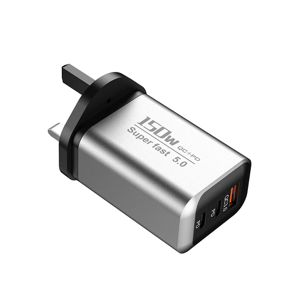 150W USB Type C Charger USB QC3.0 Fast Charging Mobile Phone Charger Travel Adapter For iPhone 17 Samsung Xiaomi EU/UK/US Plug