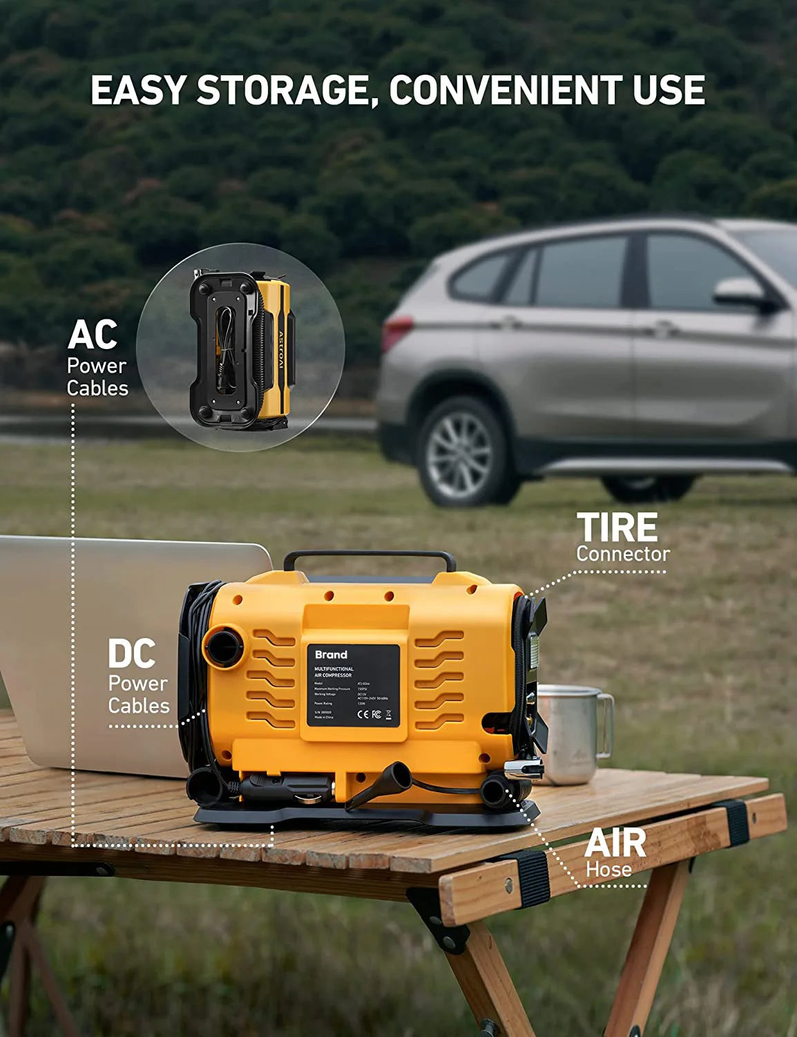 110V-230V AC/DC Dual Power Portable Inflation Pump Car Air Compressor for Home Auto Dual Inflatable Boat Bicycle Tire Inflator