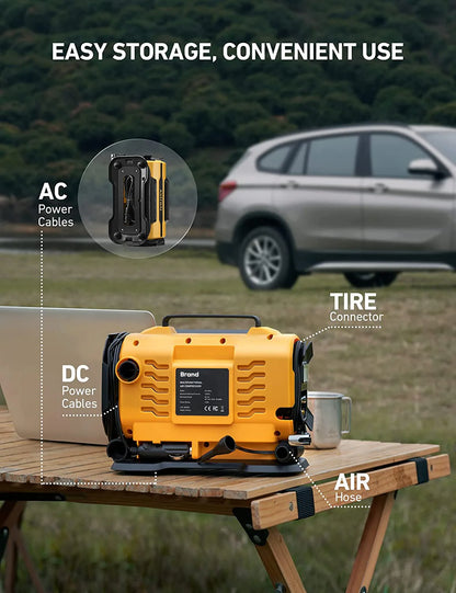 110V-230V AC/DC Dual Power Portable Inflation Pump Car Air Compressor for Home Auto Dual Inflatable Boat Bicycle Tire Inflator