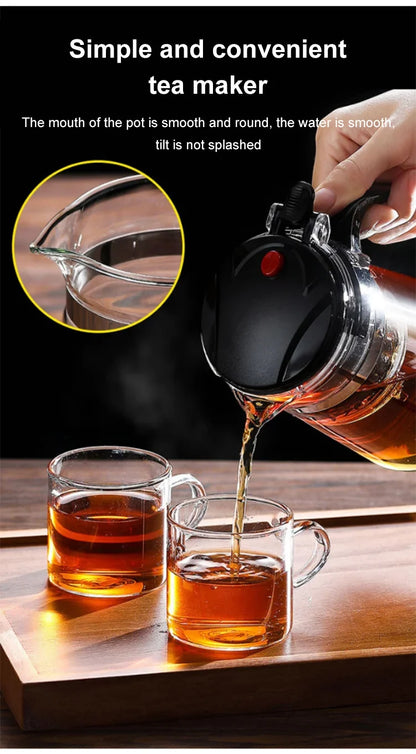 【Household Tea Infuser Kettle】Heat-Resistant Glass Tea Pot with Separator - for Loose Leaf Tea, Herbal Tea & Flower Tea
