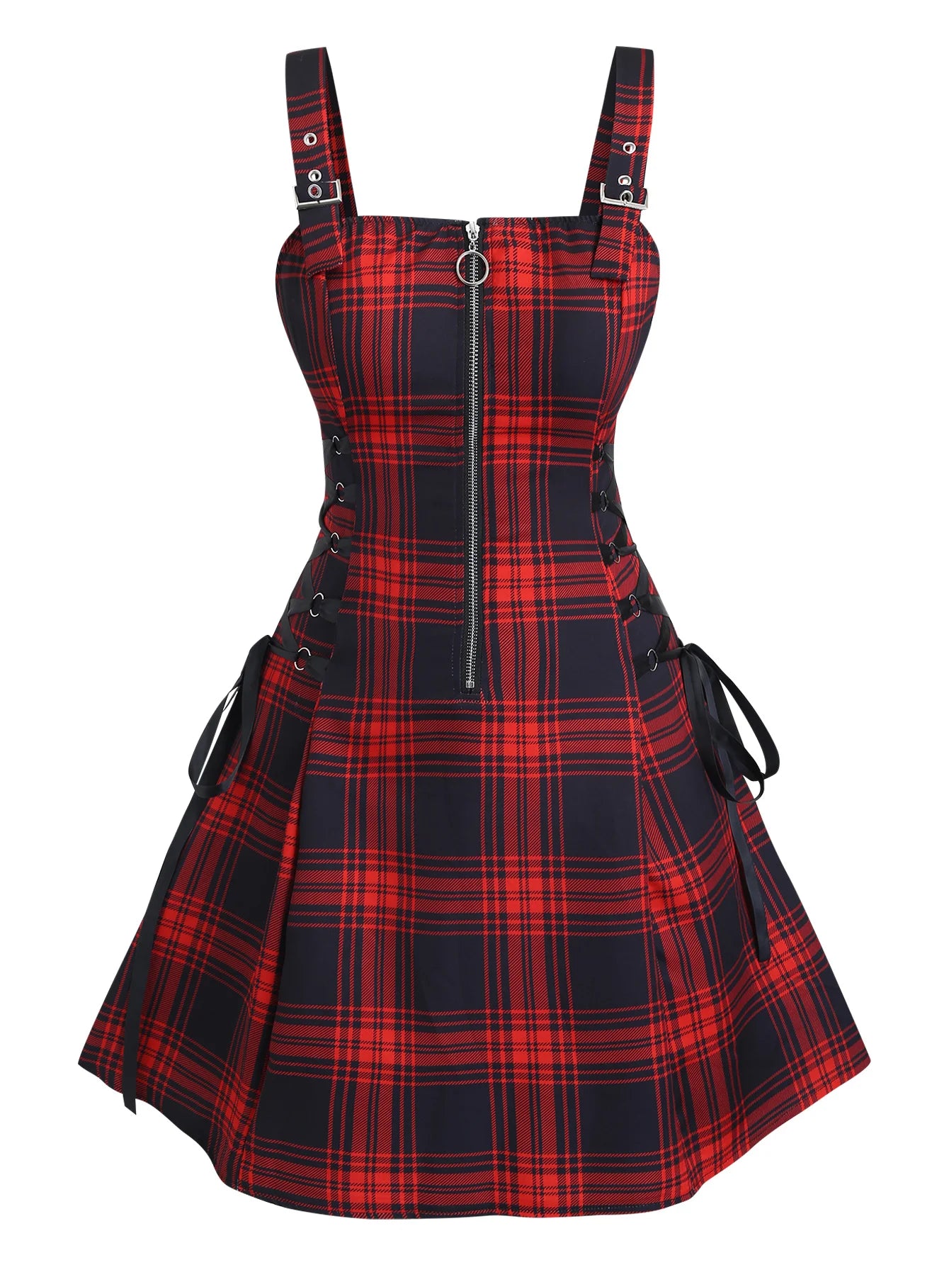 European and American trend oversized ladies slimming shoulder strap zipper full print skull pattern dress
