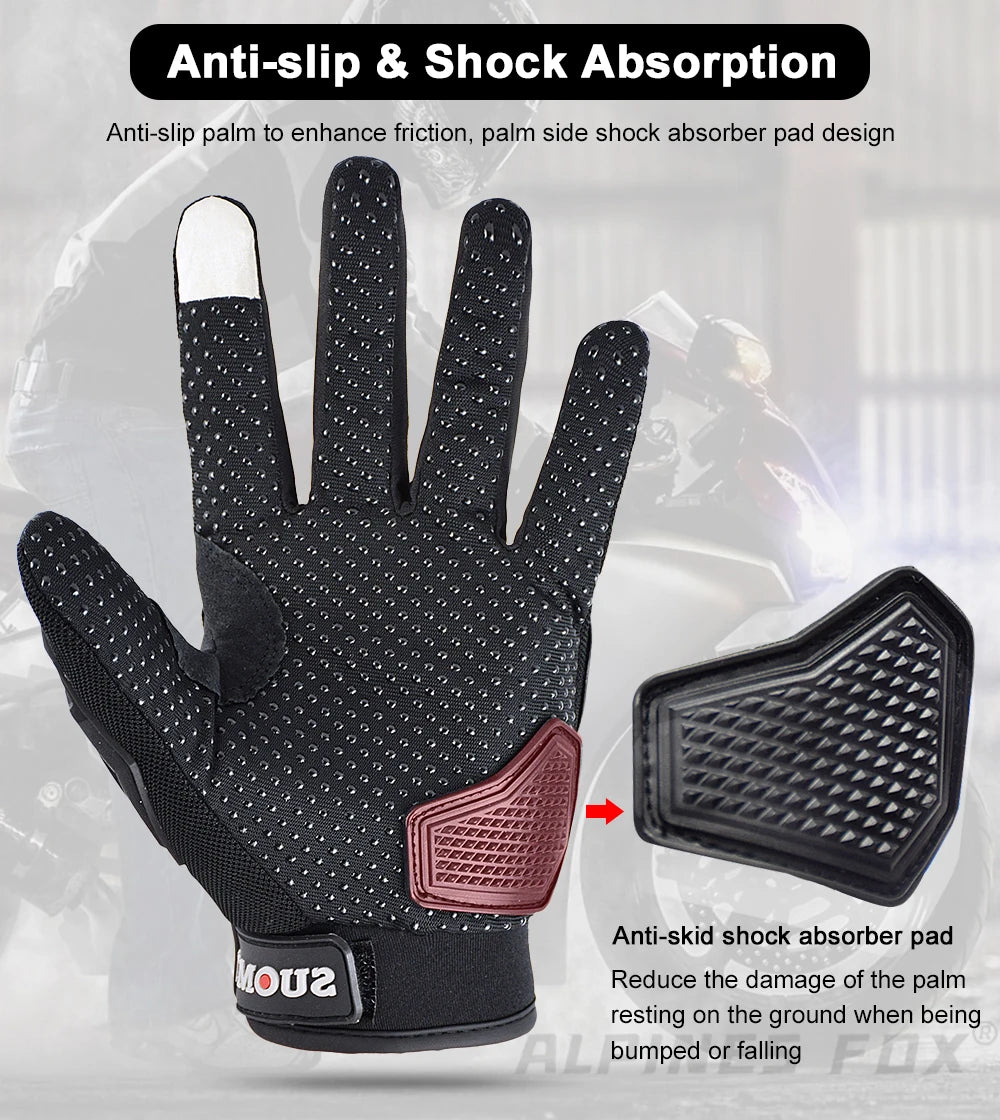 VEMAR Summer Motorcycle Gloves Men Black Full Finger Touchscreen Cycling ATV MTB Guantes Moto Luvas Bike Riding Glove Women Red