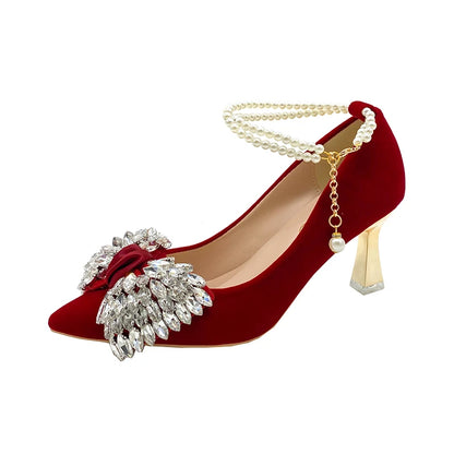 Red Wedding Shoes Women's 2025 New High Heels