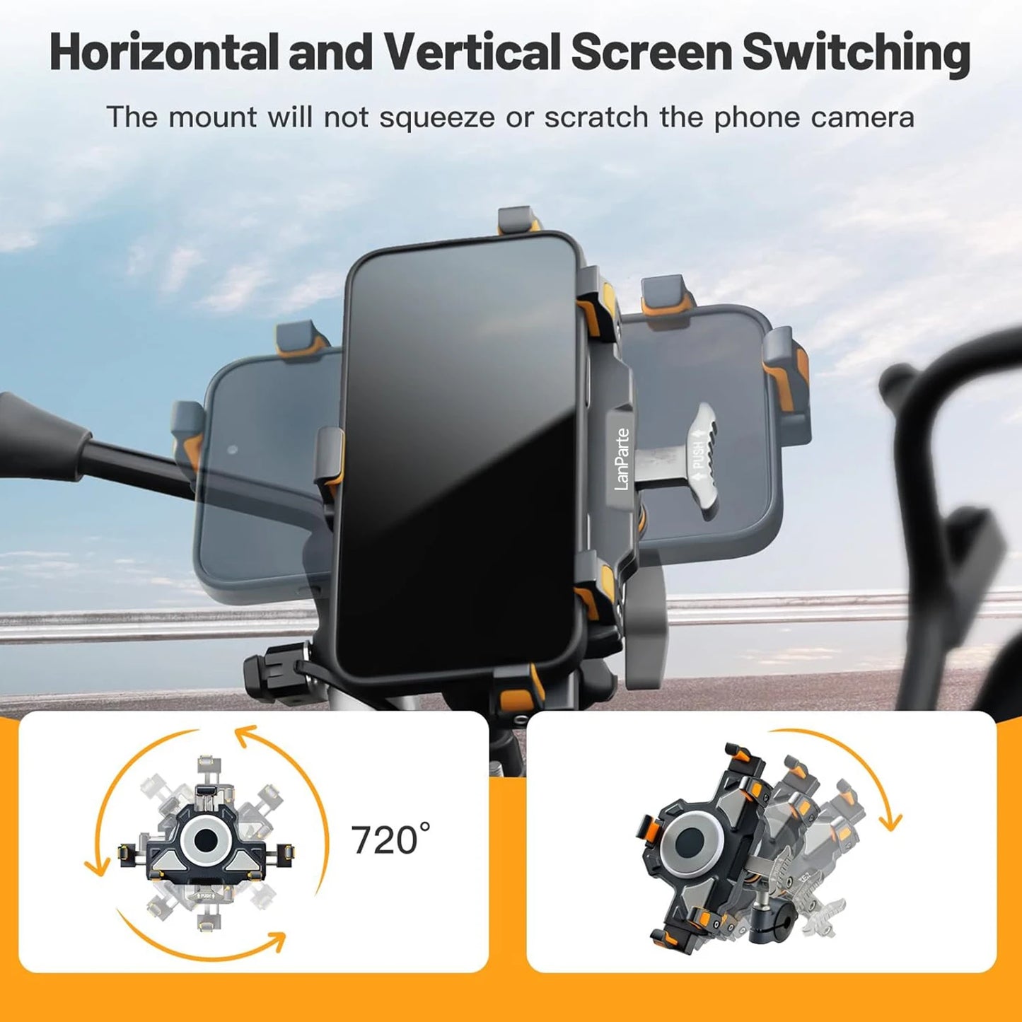 Universal Motorcycle Phone Holder Alloy Anti-Shake 360° Adjustable Motos Bike Navigation Bracket Metal Motorcycles Accessory