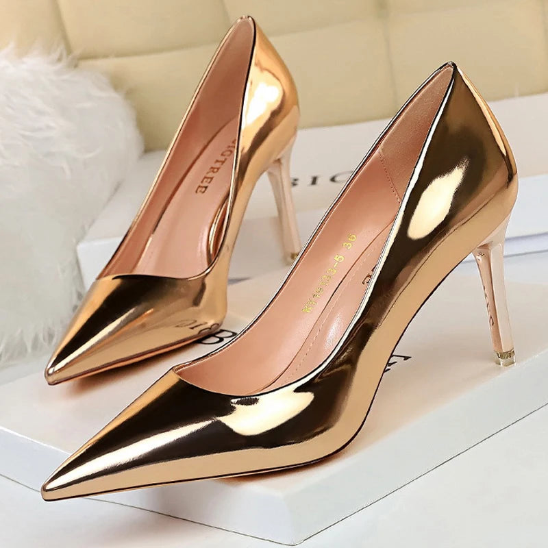 BIGTREE Shoes Classic Pumps Patent Leather Women Pumps Fashion Women Wedding Shoes High Heels Stiletto 10.5 Cm 7.5 Cm Lady Shoes