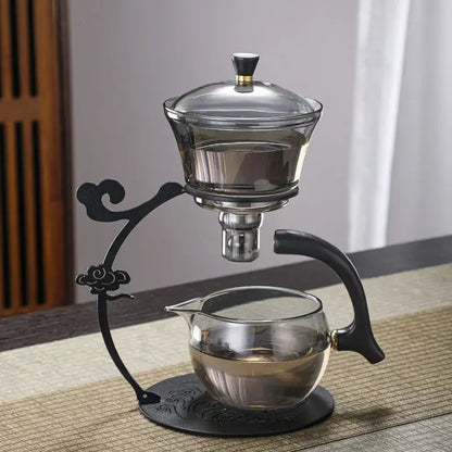 Handmade Iron Glass Tea Set Home Tea Magnet Semi-automatic Tea Machine Office Guest Set