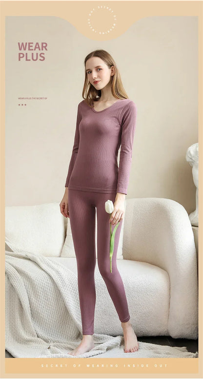 Warm Women's Thermal Underwear Sexy Ladies Intimates Long Johns Women Shaped Sets Female Middle Collar Thermal Shaping Clothes