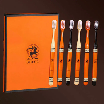 6 pieces/box high-end gift box adult manual toothbrush oral care soft bristled cleaning male and female universal home cleaning