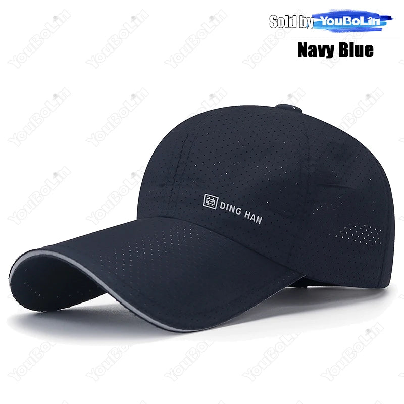 Extended Brim Summer Breathable Perforated Quick-Drying Adjustable Baseball Cap Sun Hat Trucker Caps Dad Hats