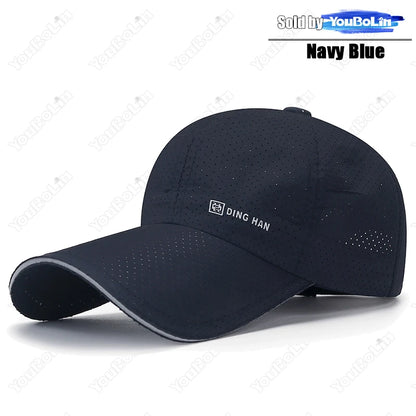 Extended Brim Summer Breathable Perforated Quick-Drying Adjustable Baseball Cap Sun Hat Trucker Caps Dad Hats