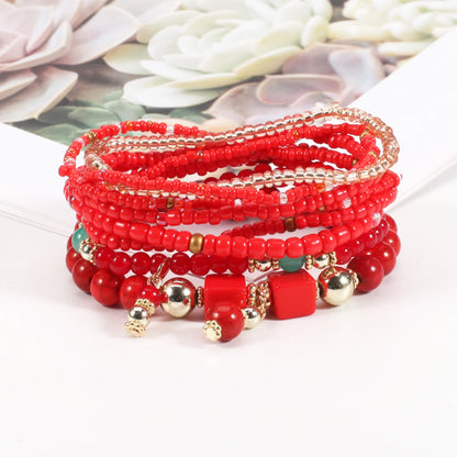 Bohemian Stackable Bead Bracelets for Women Stretch Multilayered Bracelet Set Multicolor Jewelry