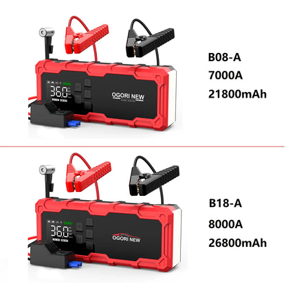 Jump Starter with Air Compressor 150PSI, 7000/8000A Portable Car Battery Booster (All Gas/16L Diesel)