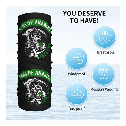 Custom 1 Percenter Essential Sons Bandana Neck Gaiter for Ski Camping Men Women Wrap Scarf TV Show Anarchy Headband Warmer