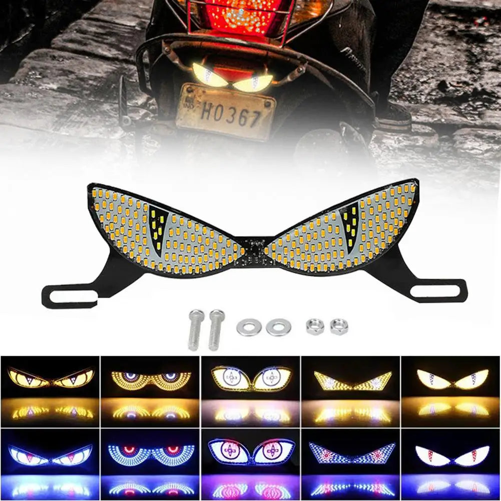 Motorcycle LED License Plate Decorative Lights Snake Eye Rear Tail Light Strobe Flashing Electric Motorcycle Modified Accessory