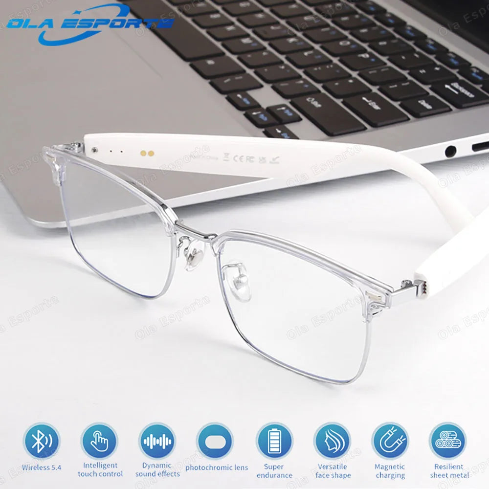 Ola Esporte Bluetooth Smart Glasses Automatic Adjustment AI Voice Music Eyewear Waterproof Call Eyeglass For Anti-blue Light New