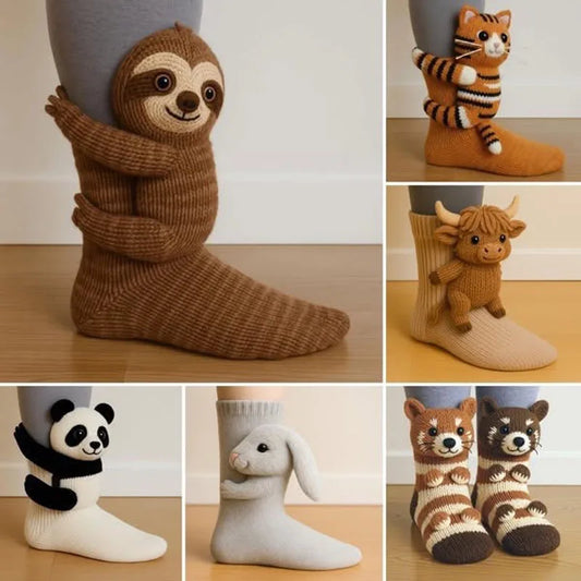 2026 New Animal Socks 3D Plush Crochet Animal Socks Cute Animal Socks Warm Floor Socks Cartoon Socks