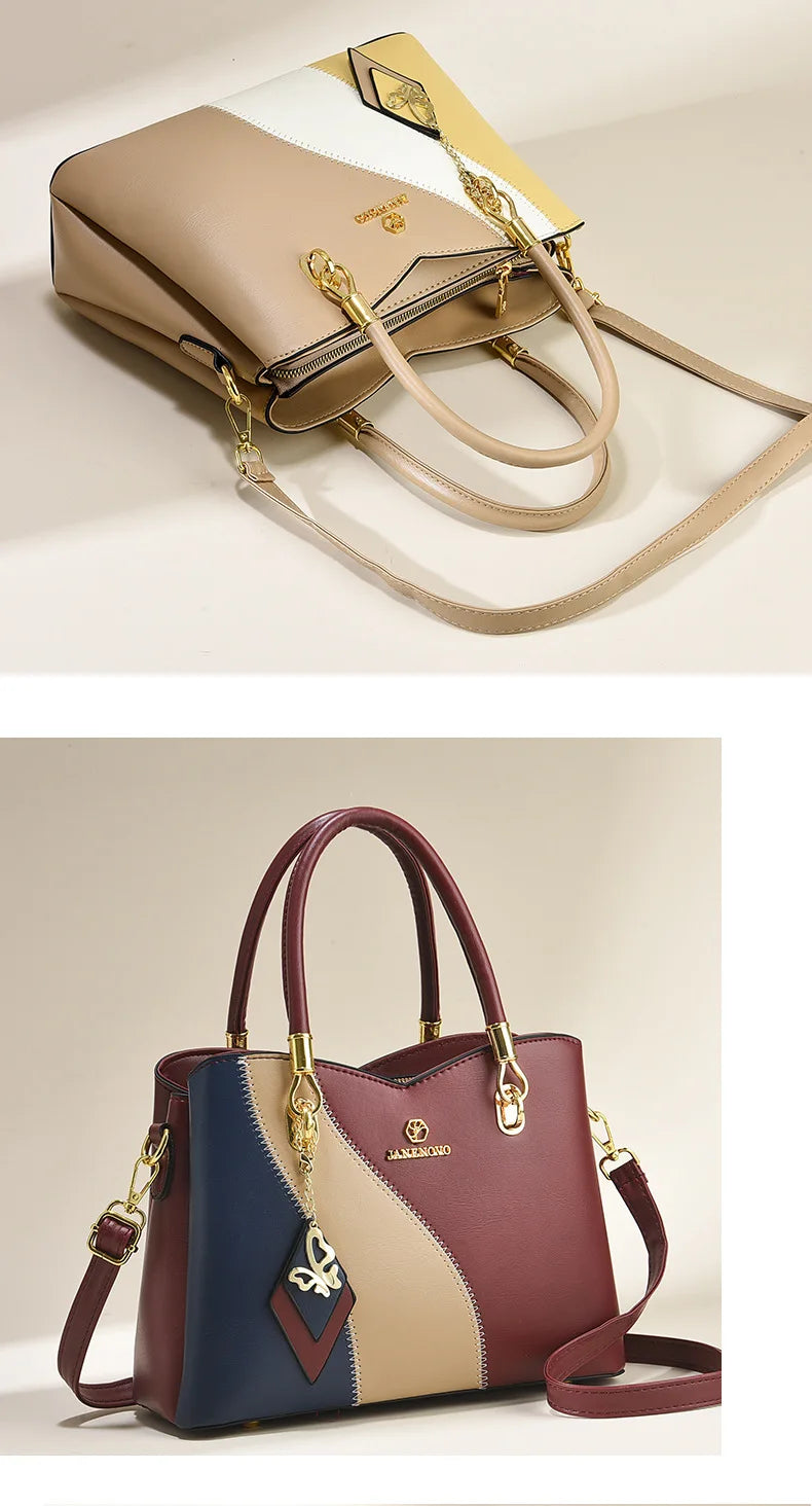 2024 New Three Color Combination Women's Handbag Large Capacity Soft Leather Shoulder Bag Fashion Elegant Women's Crossbody Bag