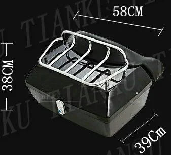 Black Trunk Tail Box Luggage Backrest For Honda Yamaha Suzuki Kawasaki Lifan Indian Bobber Custom Chopper Cruisers Street Bike