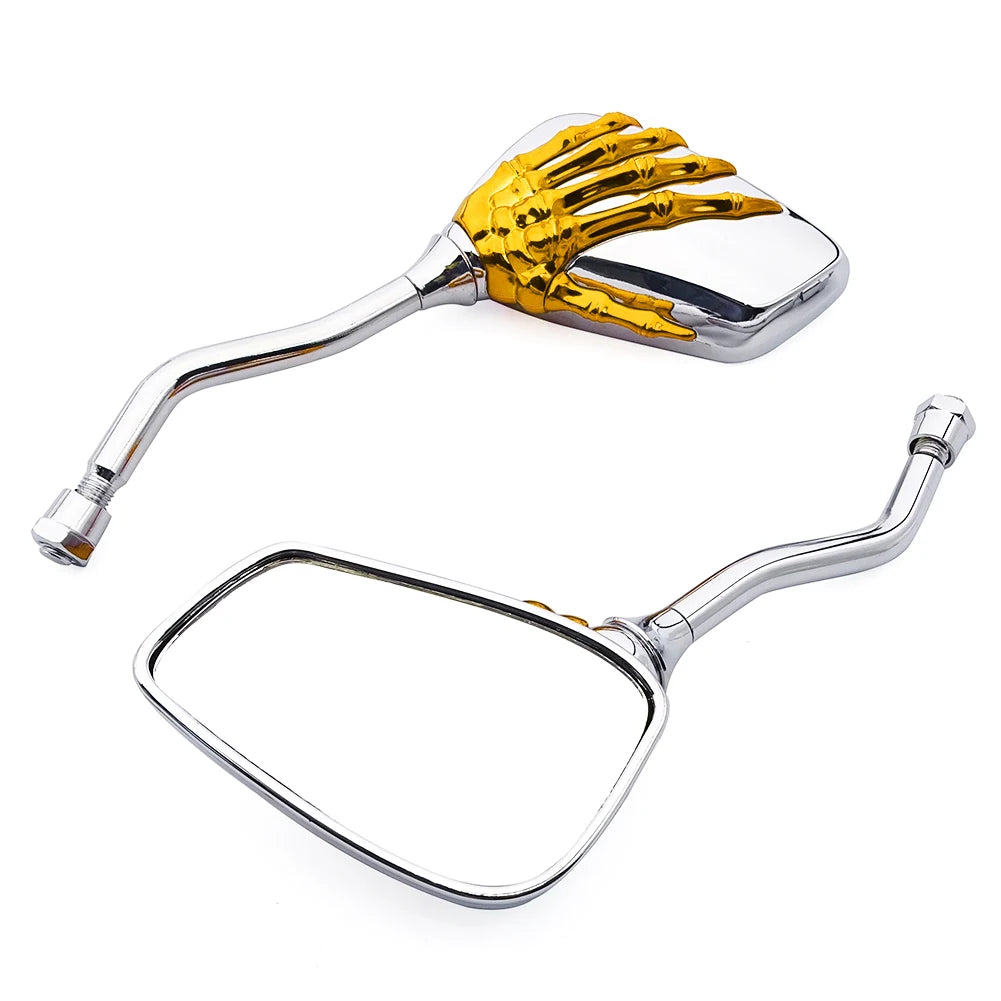 Universal Motorcycle Skull Hand Claw Rear-View Side Mirror Universal Fit Mirror Bolt For Street Sport Bike Chopper Cruiser