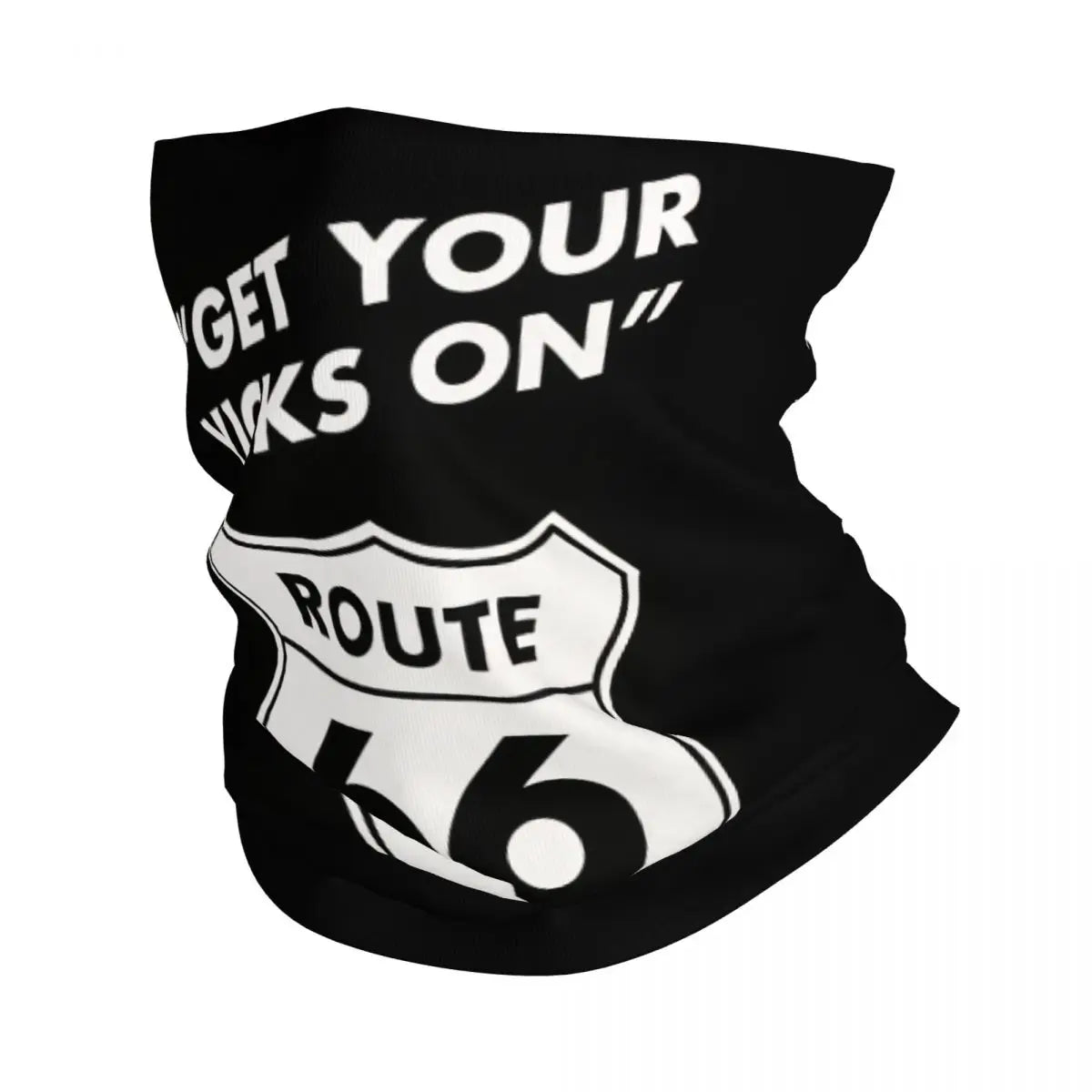 Custom Travel Motorcycle Ride Route 66 Bandana Winter Neck Warmer Windproof Wrap Face Scarf for Hiking Highways Gaiter Headband
