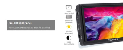 FEELWORLD S55 V3 6 inch Camera DSLR Field Monitor Video Assist IPS 1920x1152 4K HDMI DC Out With 3D LUT