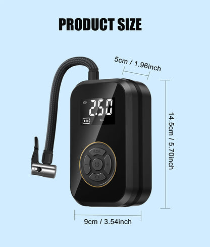 Multifunction Digital Air Pump, Portable Tire Inflator with SOS Light for Car Motorcycle Bicycle Tires, Balls, Boats, Camping