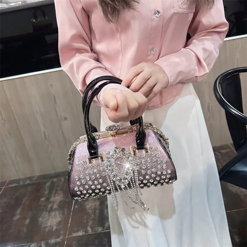 Fashion Diamonds Leather Women's Handbag Small Shoulder Cross-Body Bag New Elegant Evening Bag Portable Girls Party Dinner Bags