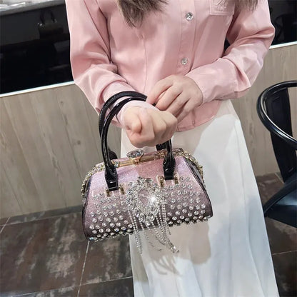 Fashion Diamonds Leather Women's Handbag Small Shoulder Cross-Body Bag New Elegant Evening Bag Portable Girls Party Dinner Bags