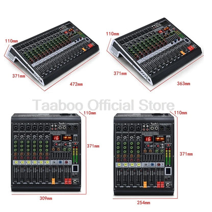 4/6/8/12 Channel Audio Mixer 5.0 Bluetooth 48V Phantom Power DSP Mixing Console 7 Band EQ Sound Box XLR/USB/TRS For Karaoke DJ