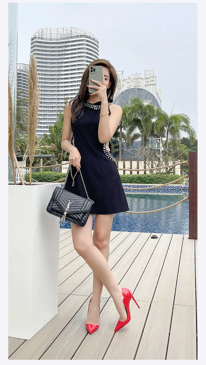 Black Curl Upper Women Patent PU Pointed Toe Stiletto 12cm High Heels Sexy Ladies Party Dress Shoes Club Dance Women Pumps