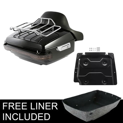 Motorcycle King Trunk Pad Top Rack LED Brake Light For Harley Touring Road Glide 2014-2025